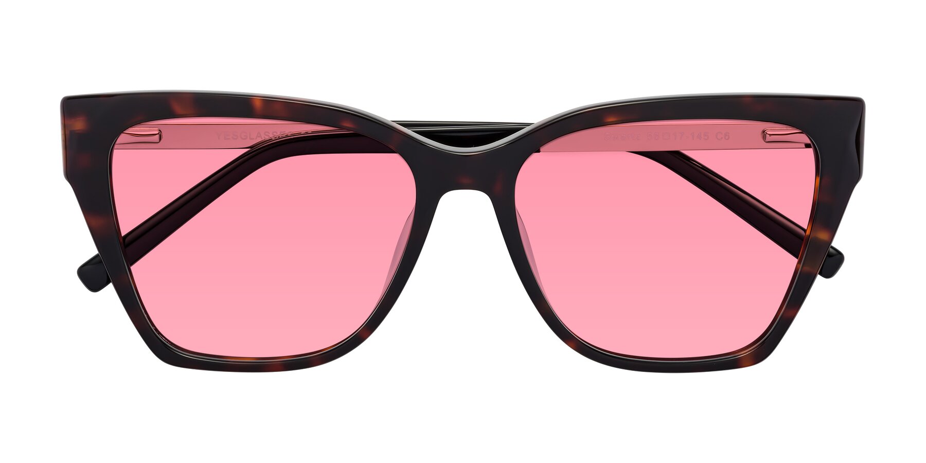 Folded Front of Swartz in Tortoise with Pink Tinted Lenses