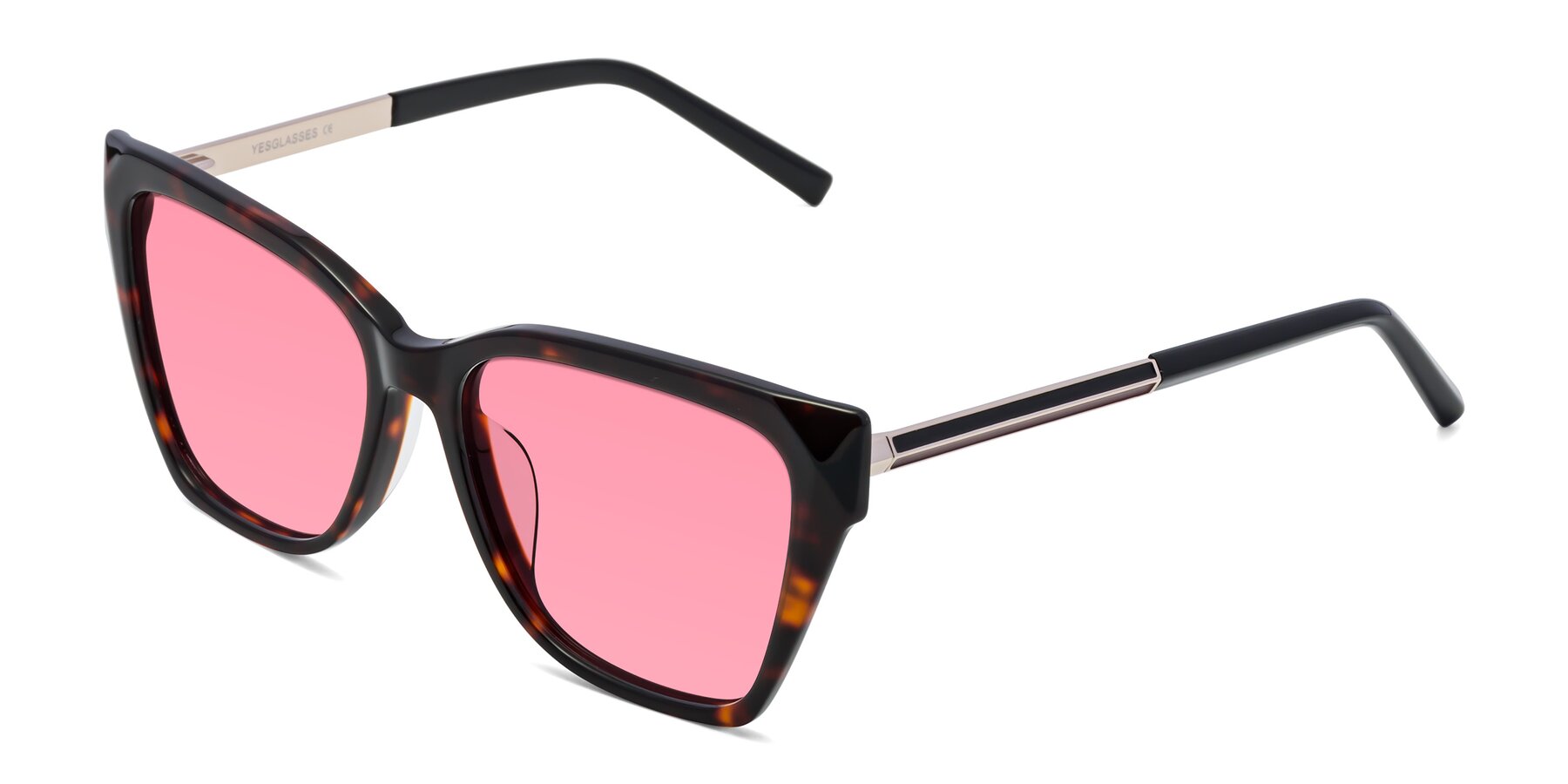 Angle of Swartz in Tortoise with Pink Tinted Lenses