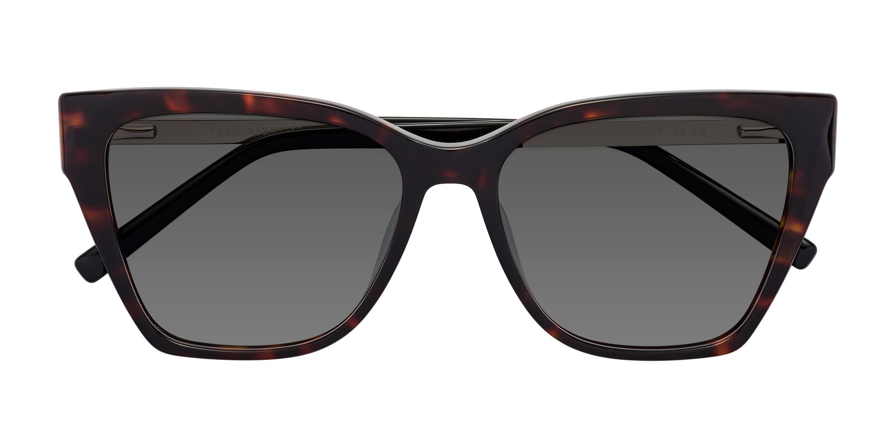 Folded Front of Swartz in Tortoise with Medium Gray Tinted Lenses