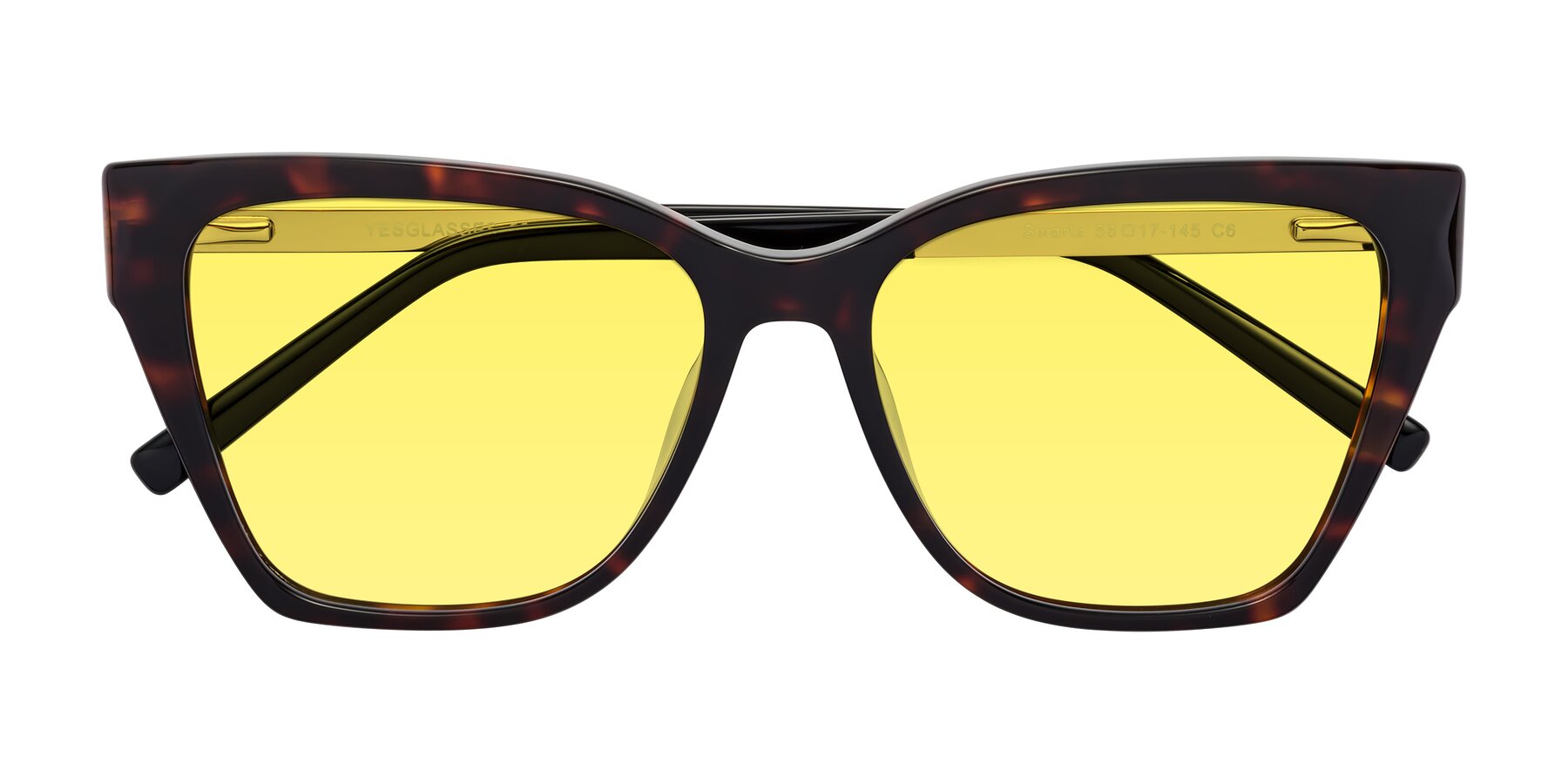 Folded Front of Swartz in Tortoise with Medium Yellow Tinted Lenses