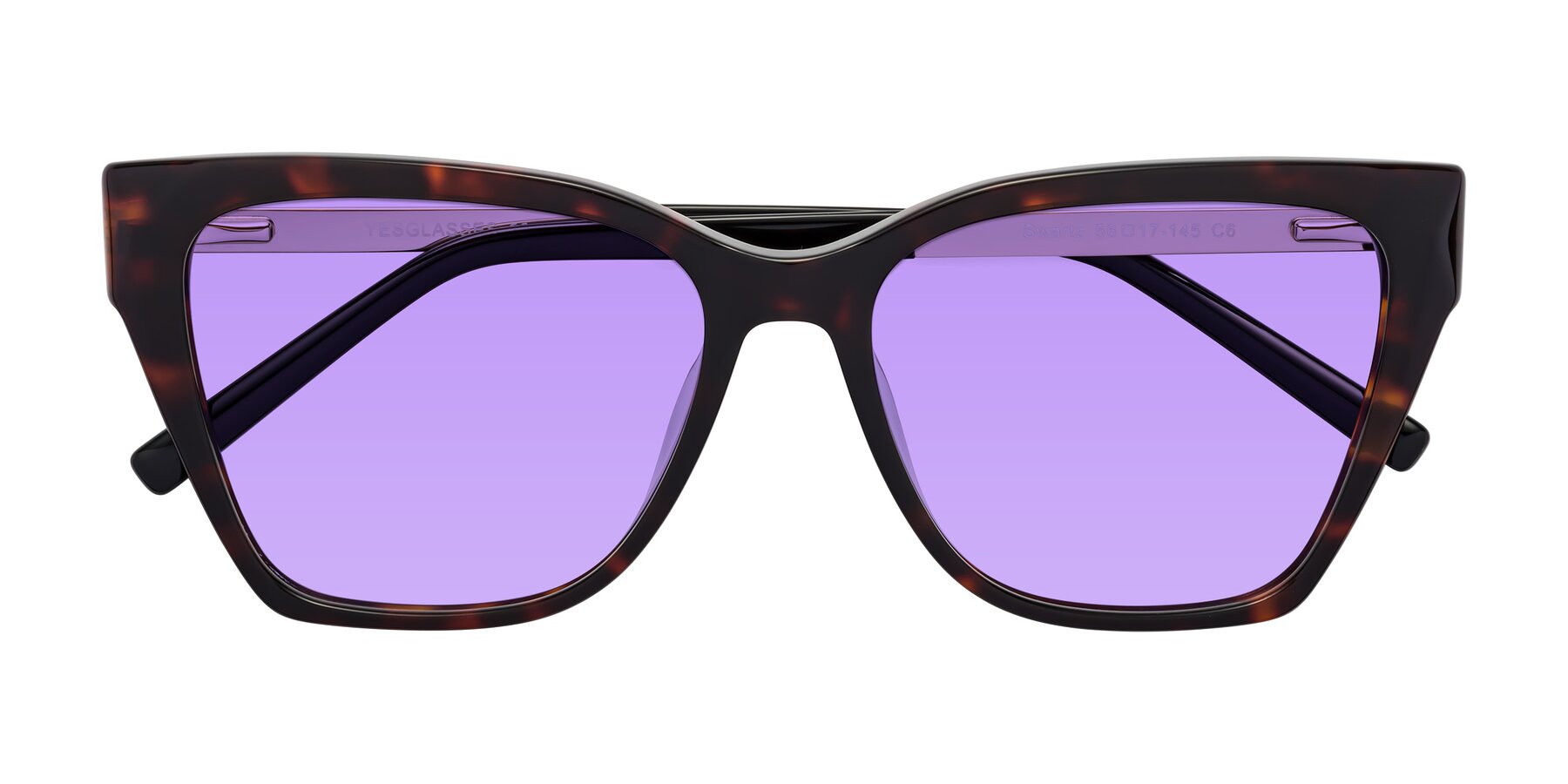 Folded Front of Swartz in Tortoise with Medium Purple Tinted Lenses