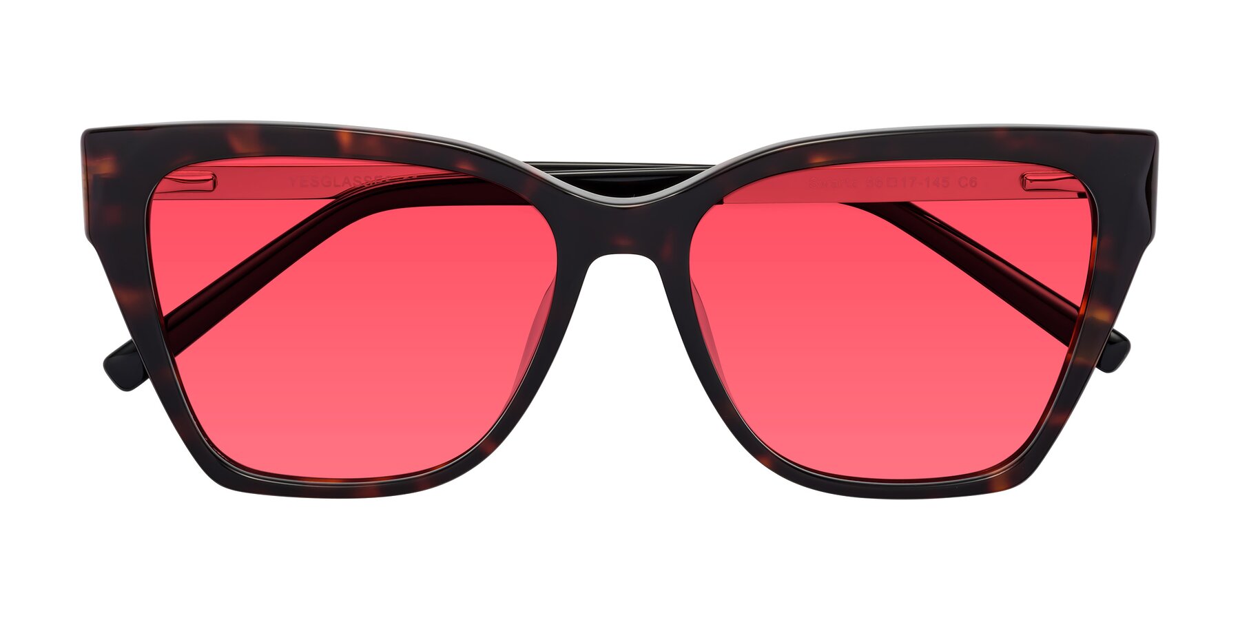Folded Front of Swartz in Tortoise with Pink Tinted Lenses