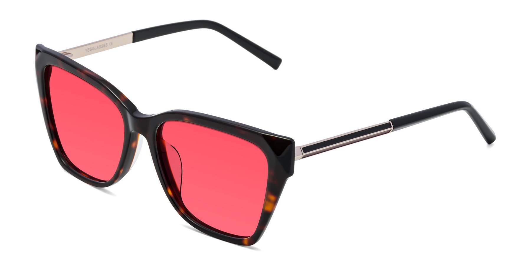 Angle of Swartz in Tortoise with Pink Tinted Lenses