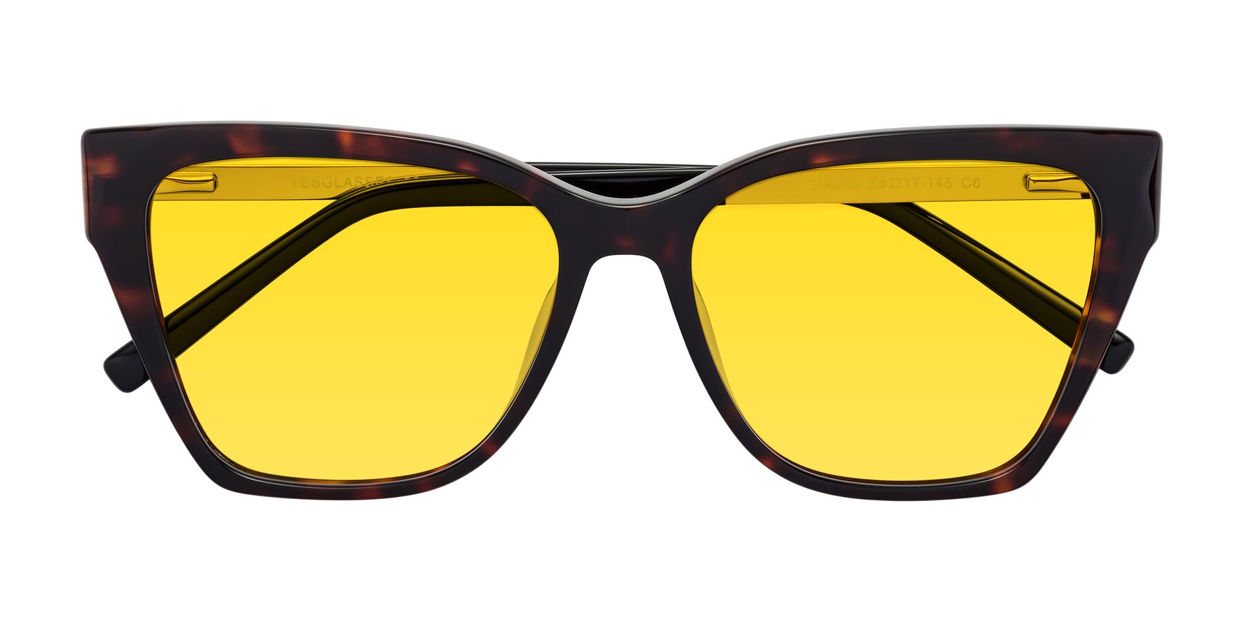 Folded Front of Swartz in Tortoise with Yellow Tinted Lenses