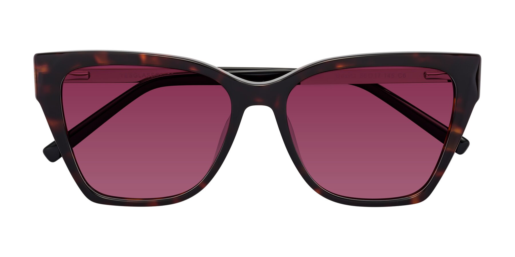 Folded Front of Swartz in Tortoise with Wine Tinted Lenses