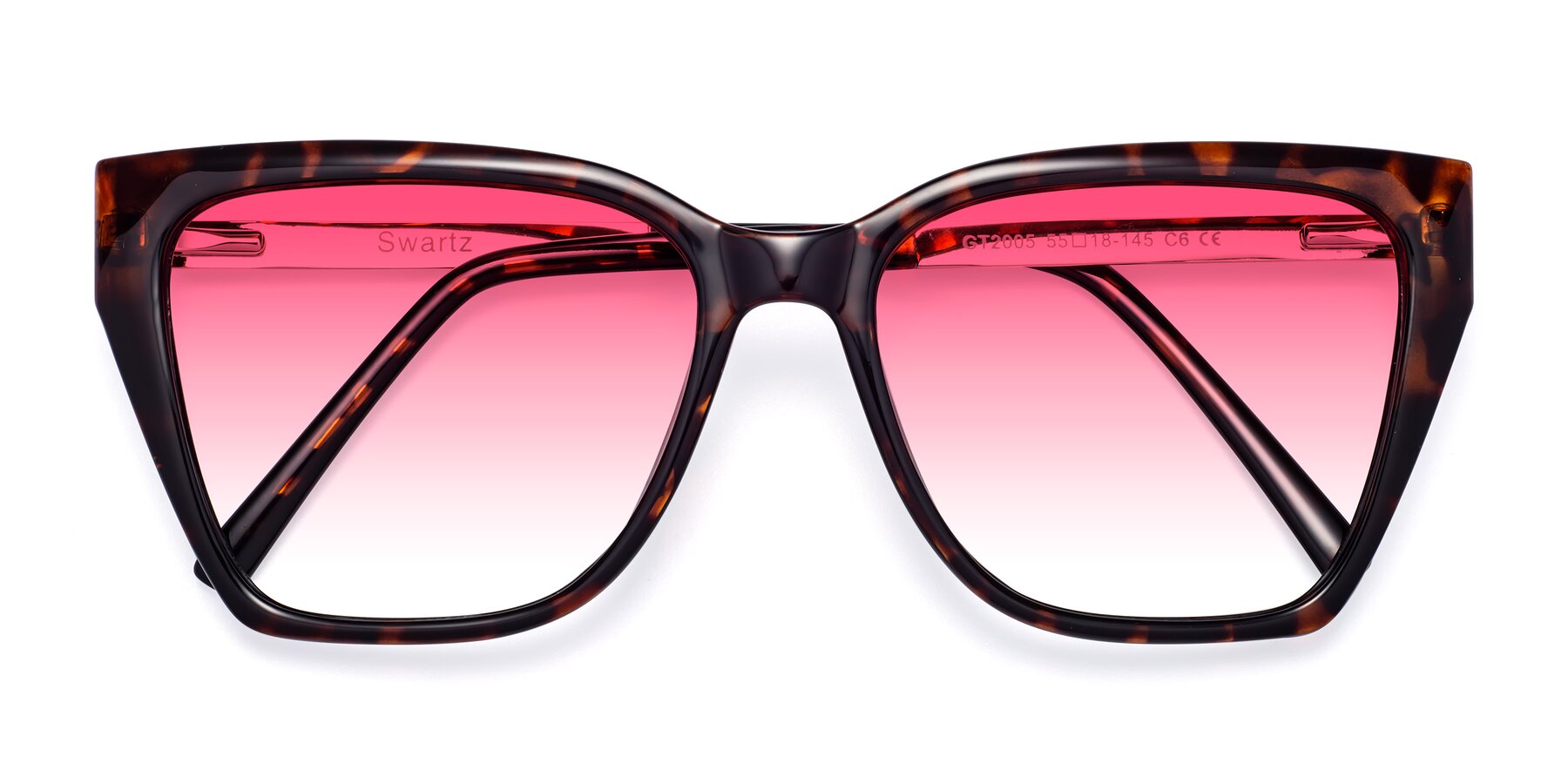 Folded Front of Swartz in Tortoise with Pink Gradient Lenses
