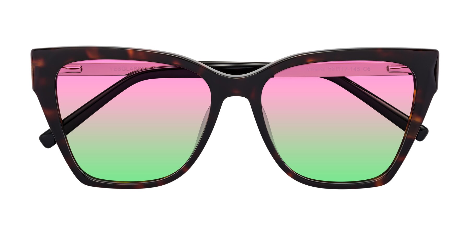 Folded Front of Swartz in Tortoise with Pink / Green Gradient Lenses