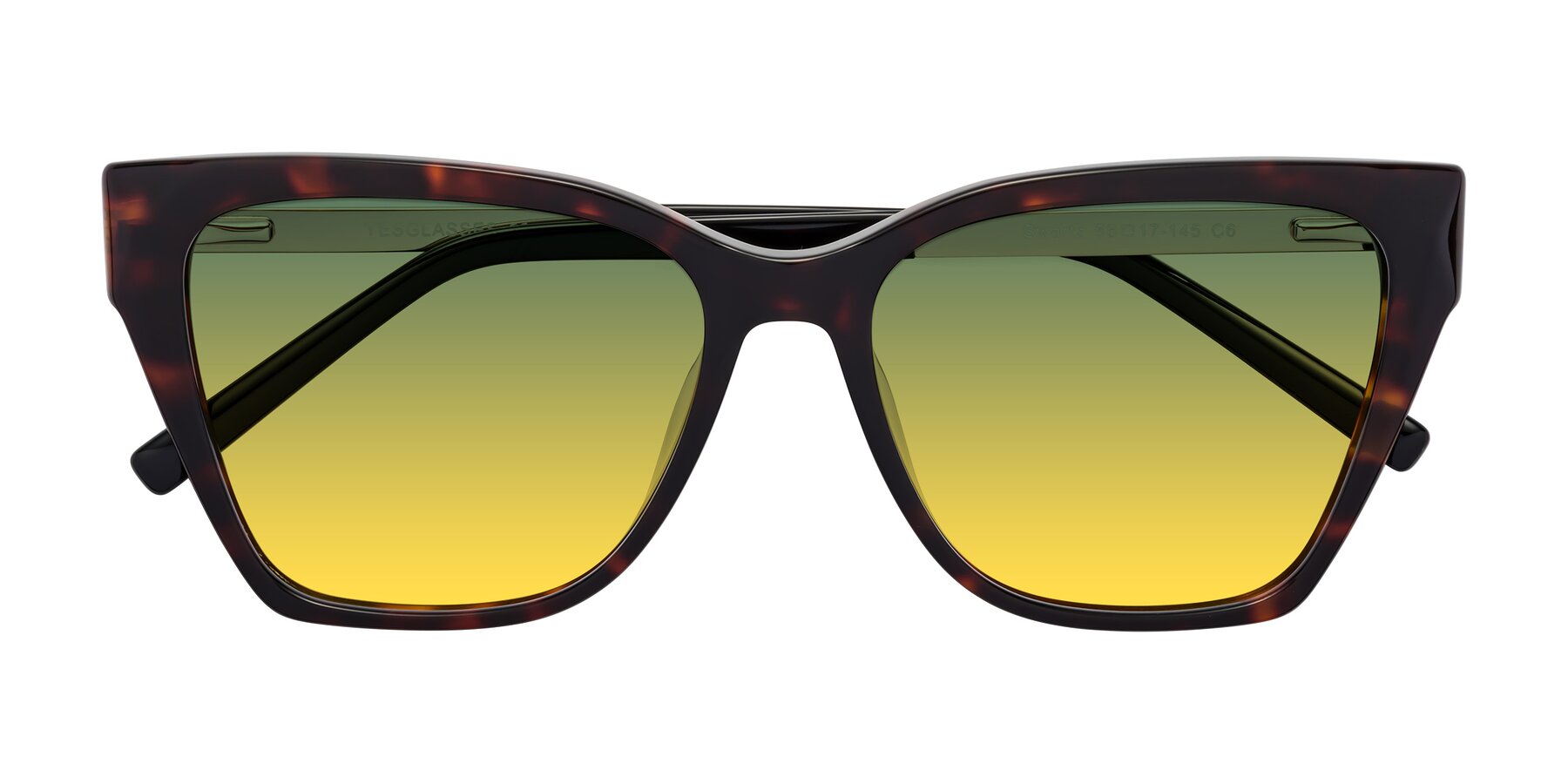 Folded Front of Swartz in Tortoise with Green / Yellow Gradient Lenses