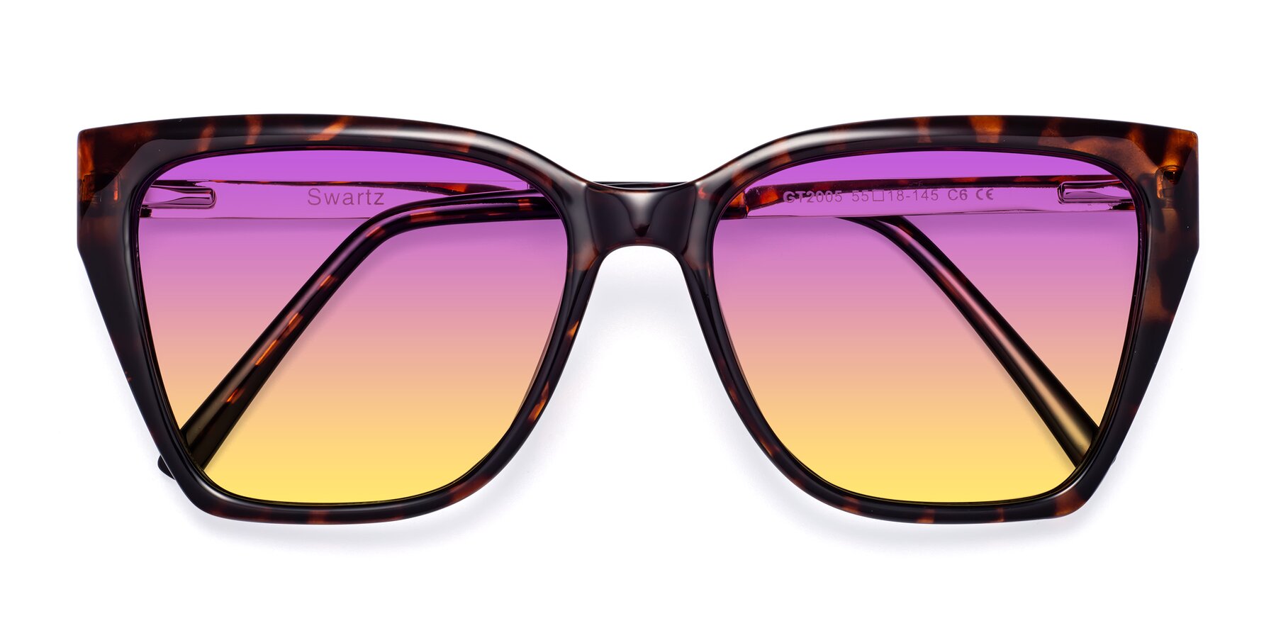 Folded Front of Swartz in Tortoise with Purple / Yellow Gradient Lenses