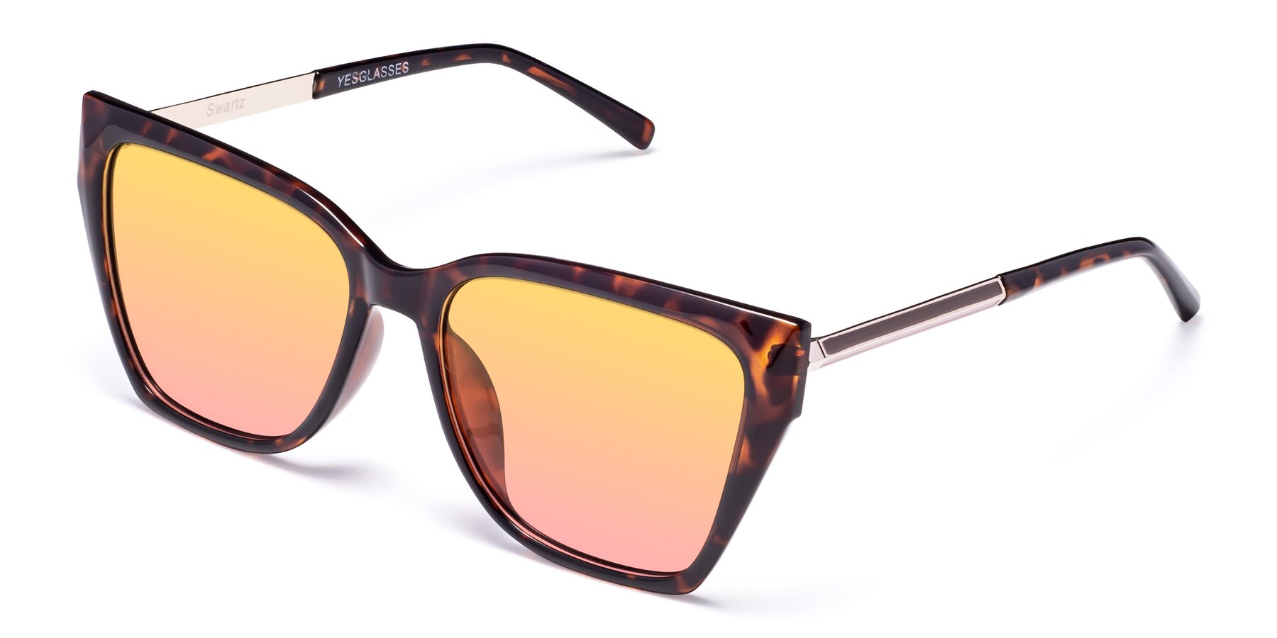 Angle of Swartz in Tortoise with Yellow / Pink Gradient Lenses