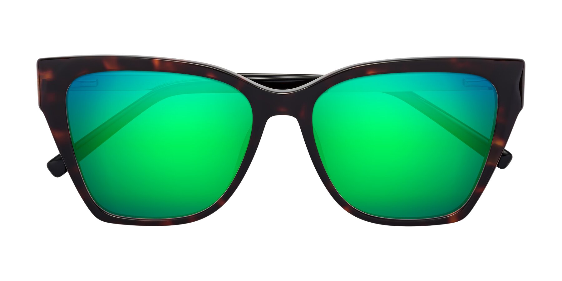 Folded Front of Swartz in Tortoise with Green Mirrored Lenses
