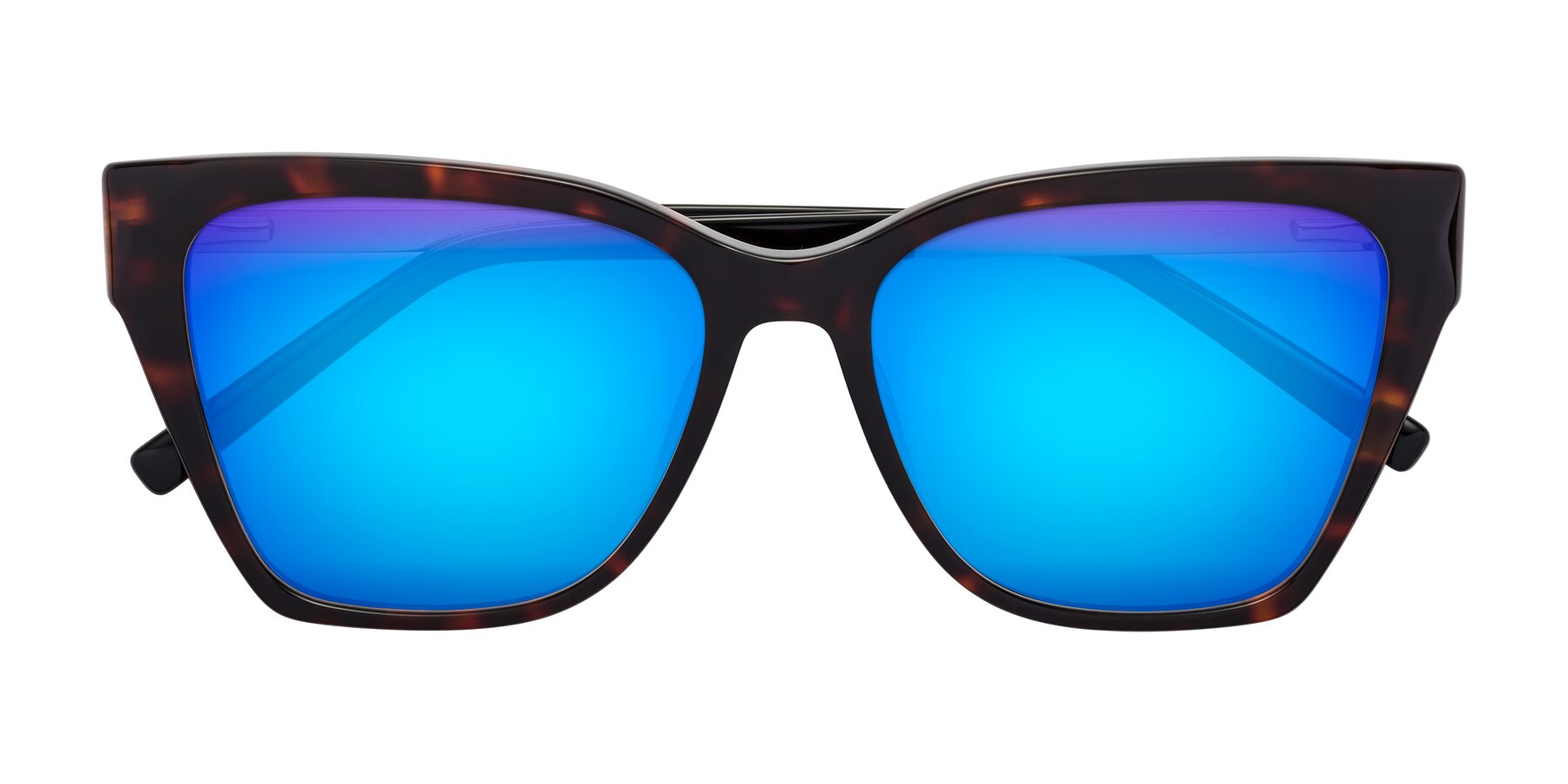 Folded Front of Swartz in Tortoise with Blue Mirrored Lenses