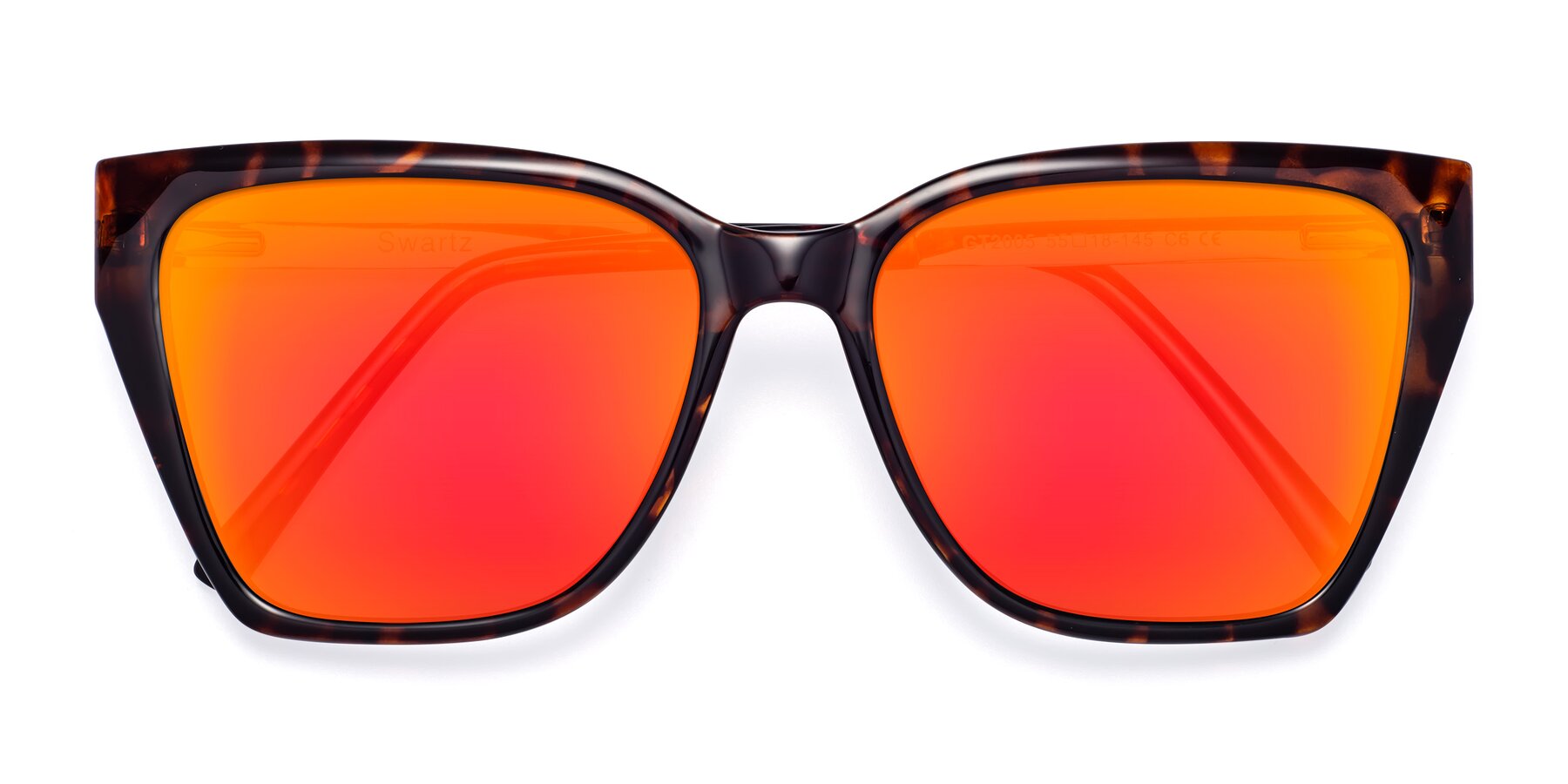 Folded Front of Swartz in Tortoise with Red Gold Mirrored Lenses