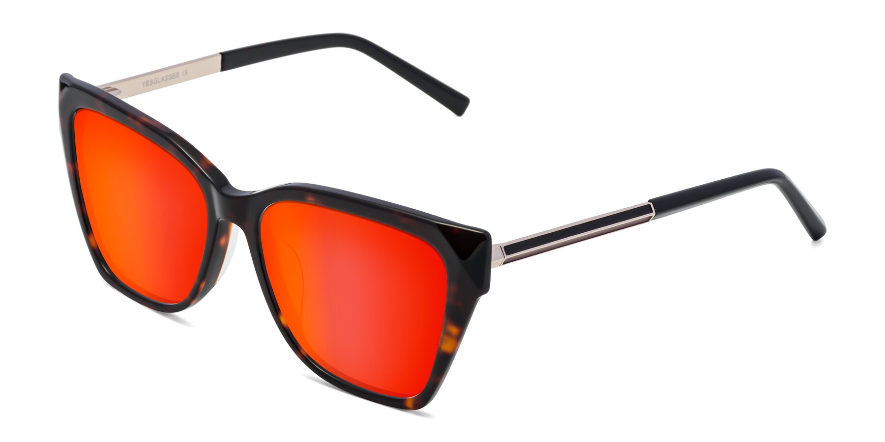 Angle of Swartz in Tortoise with Red Gold Mirrored Lenses