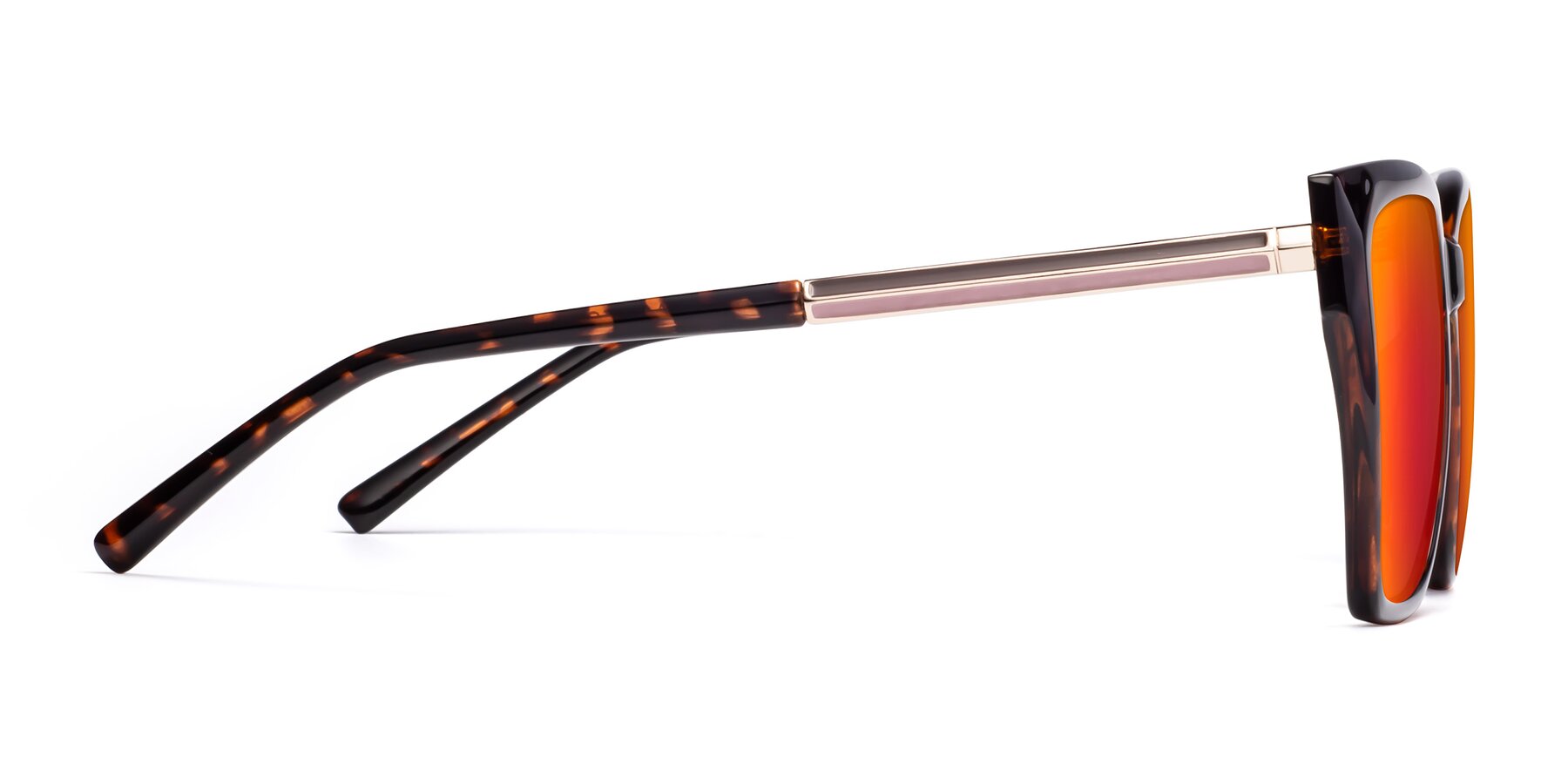 Side of Swartz in Tortoise with Red Gold Mirrored Lenses