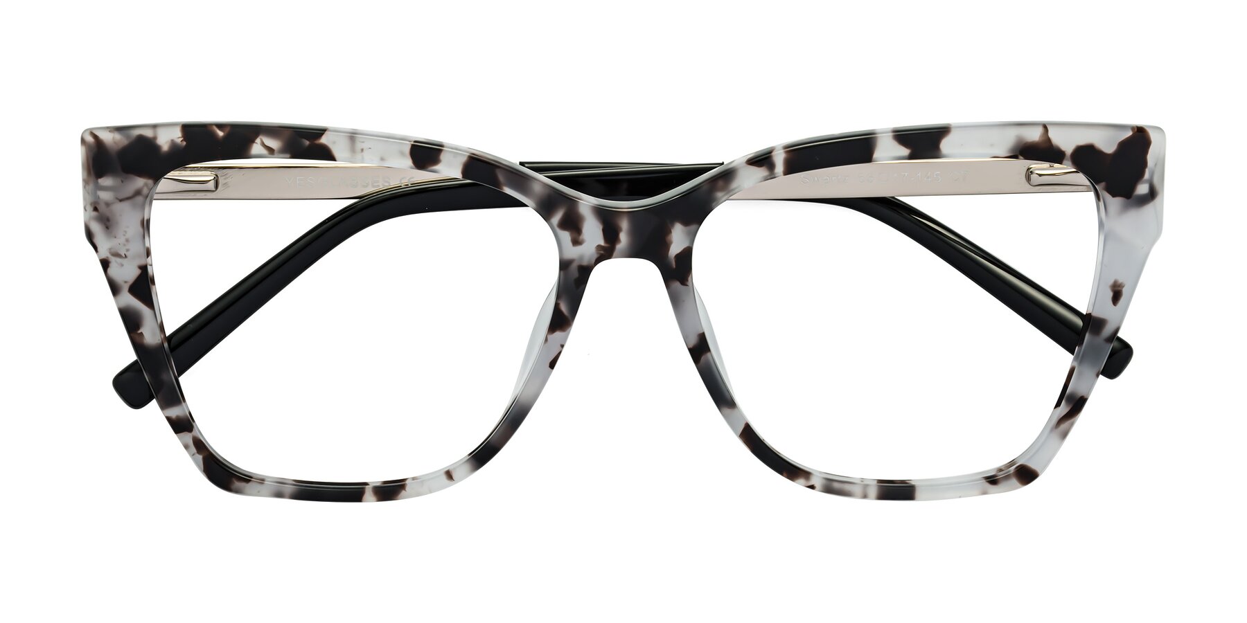 Folded Front of Swartz in White Tortoise with Clear Eyeglass Lenses