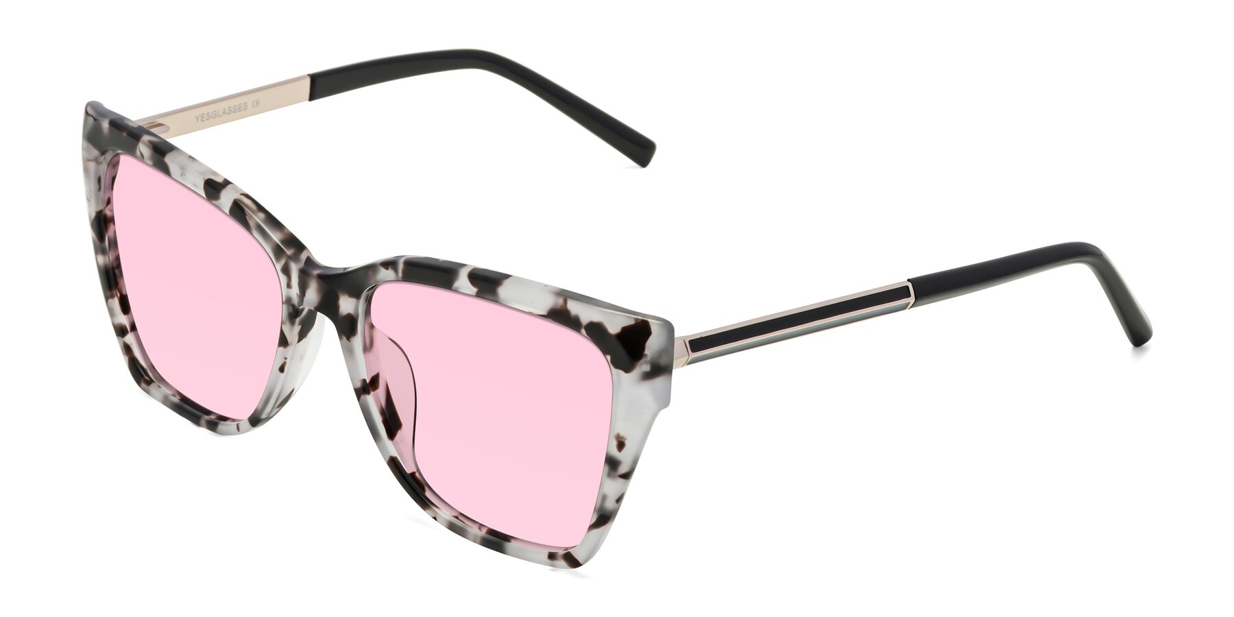 Angle of Swartz in White Tortoise with Light Pink Tinted Lenses