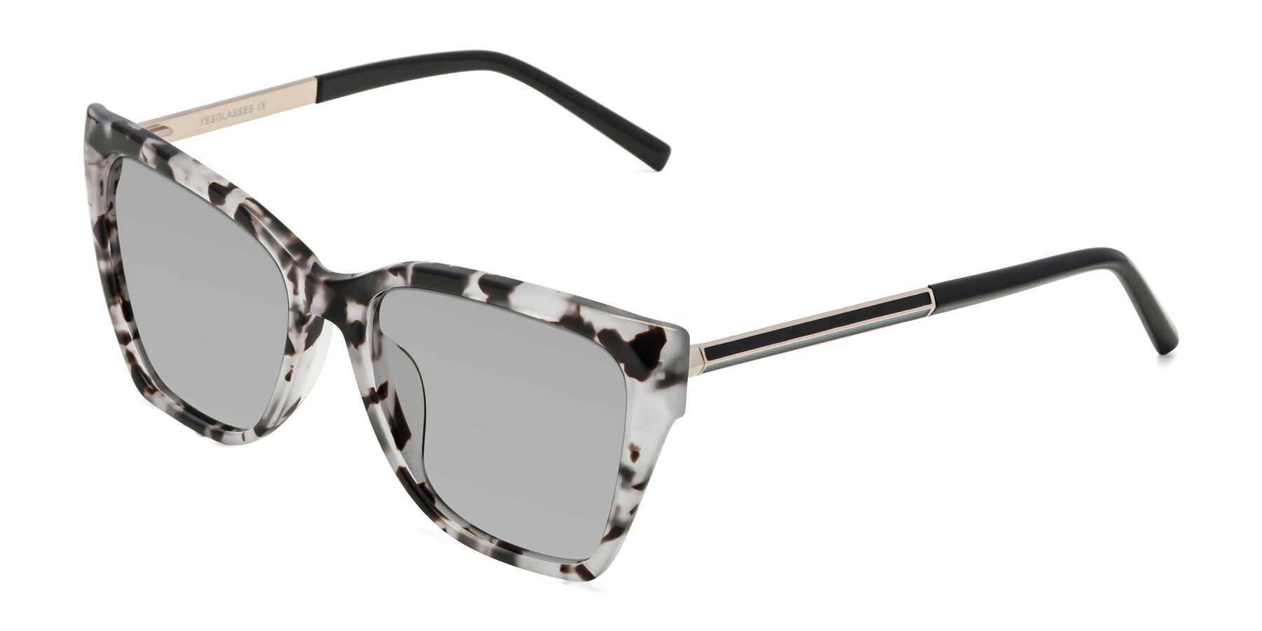 Angle of Swartz in White Tortoise with Light Gray Tinted Lenses