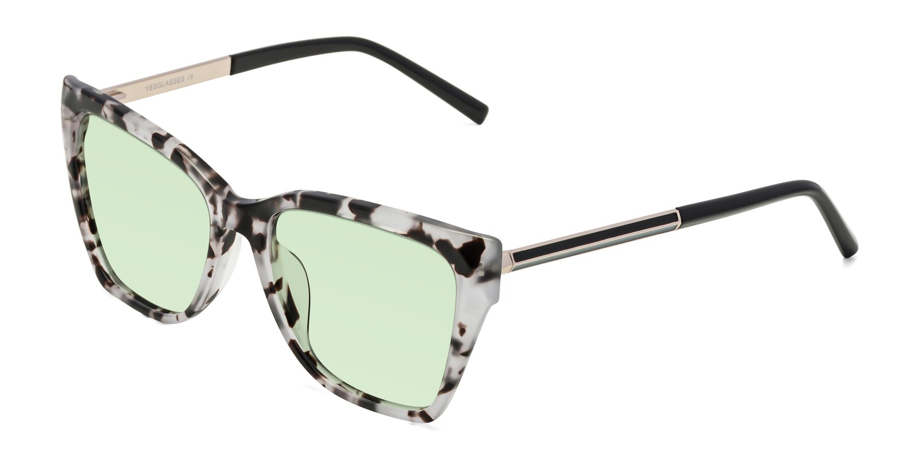 Angle of Swartz in White Tortoise with Light Green Tinted Lenses