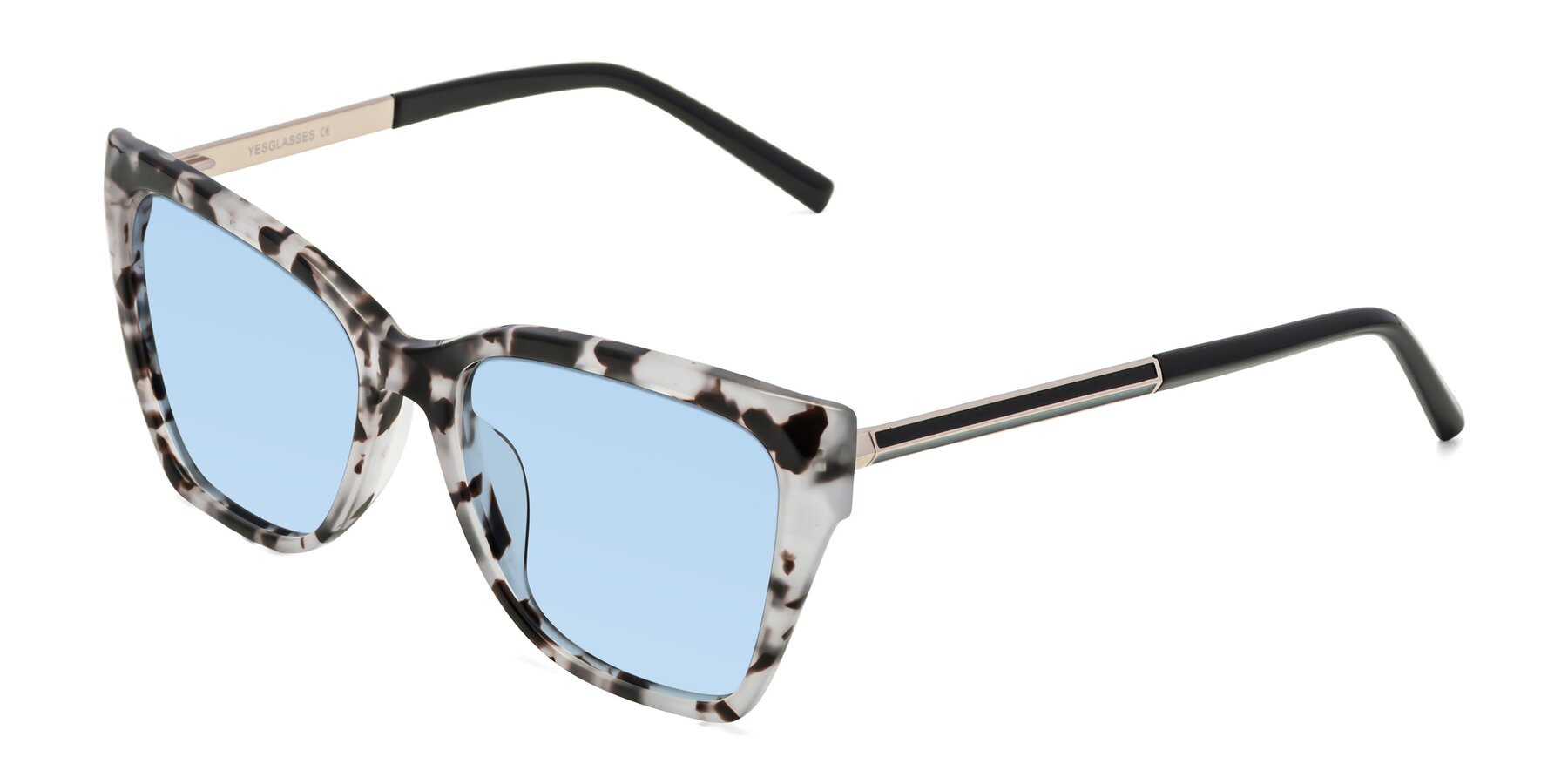 Angle of Swartz in White Tortoise with Light Blue Tinted Lenses