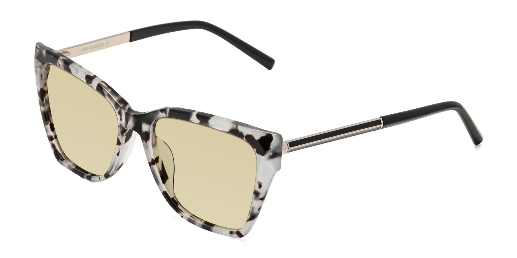 Angle of Swartz in White Tortoise with Light Champagne Tinted Lenses