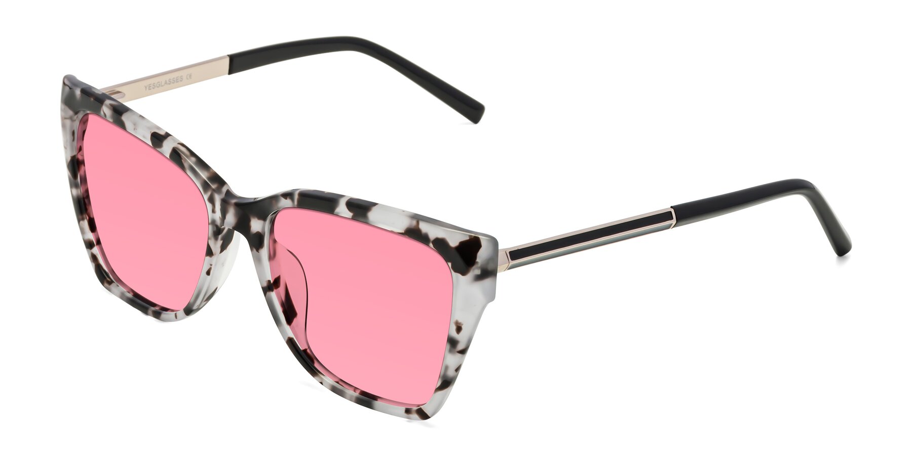 Angle of Swartz in White Tortoise with Pink Tinted Lenses