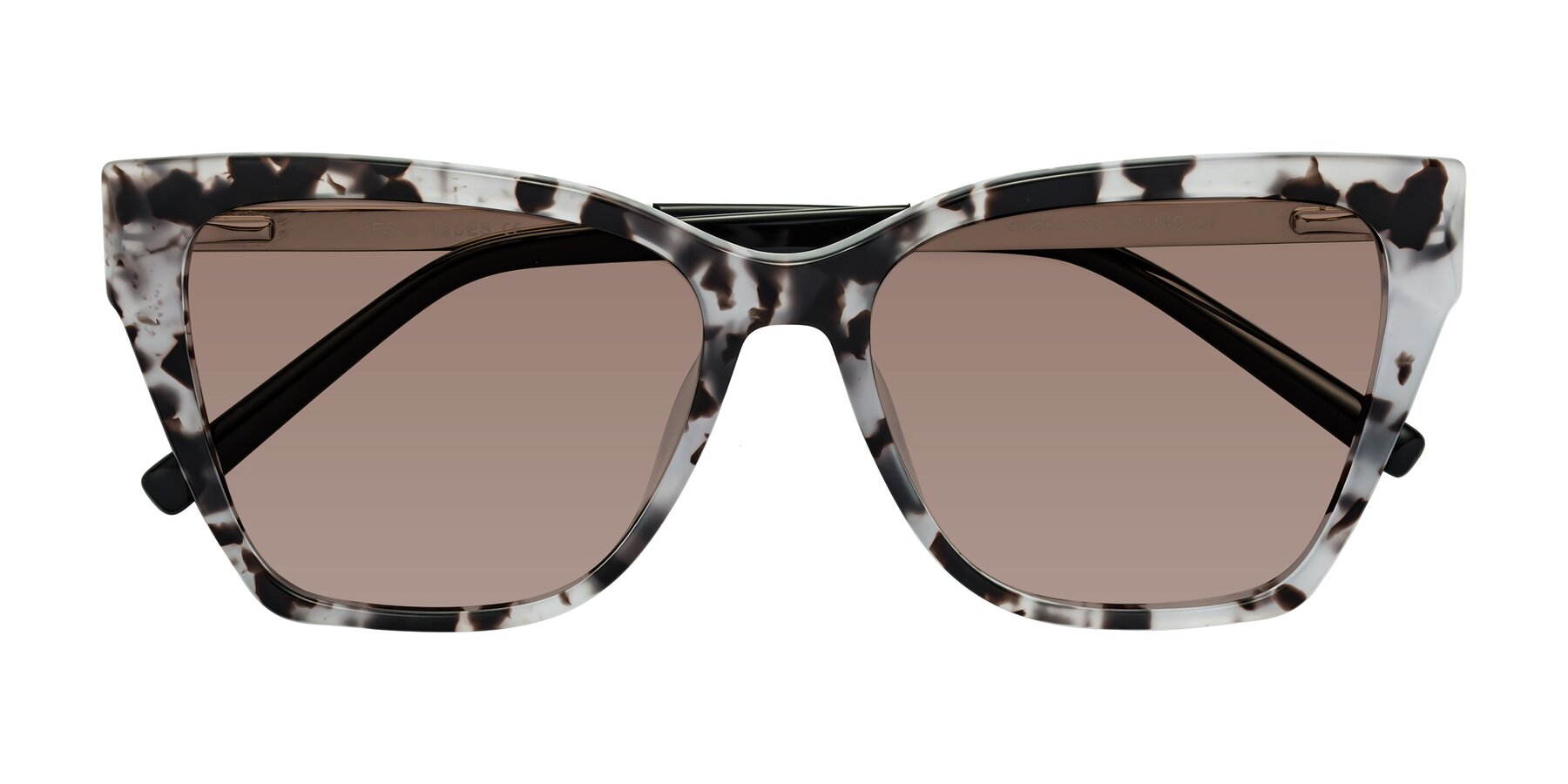 Folded Front of Swartz in White Tortoise with Medium Brown Tinted Lenses
