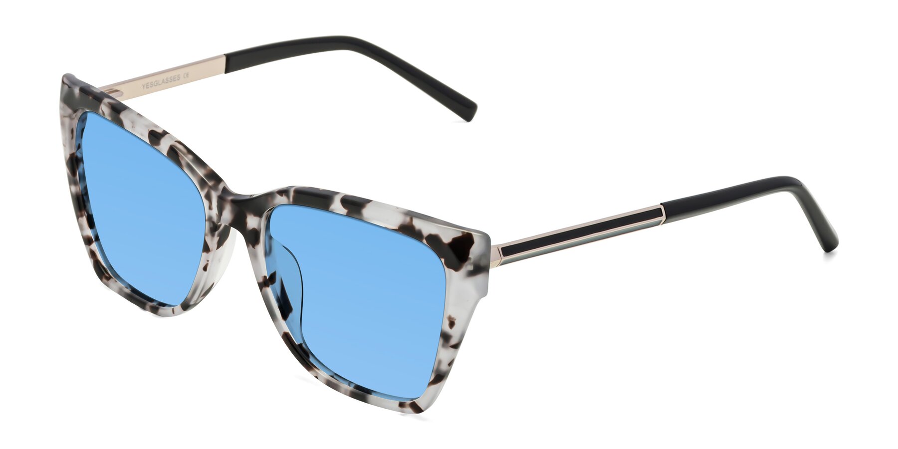 Angle of Swartz in White Tortoise with Medium Blue Tinted Lenses