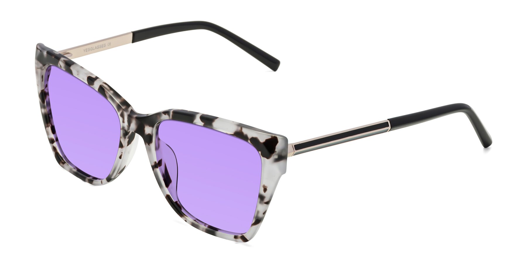 Angle of Swartz in White Tortoise with Medium Purple Tinted Lenses
