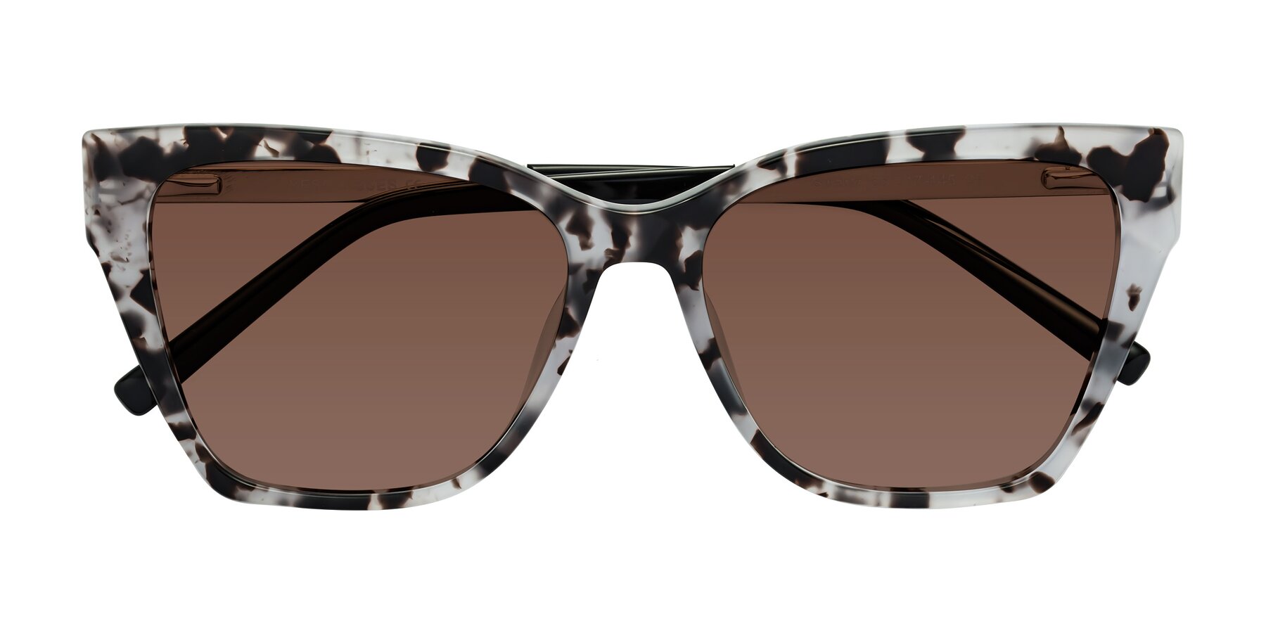 Folded Front of Swartz in White Tortoise with Brown Tinted Lenses