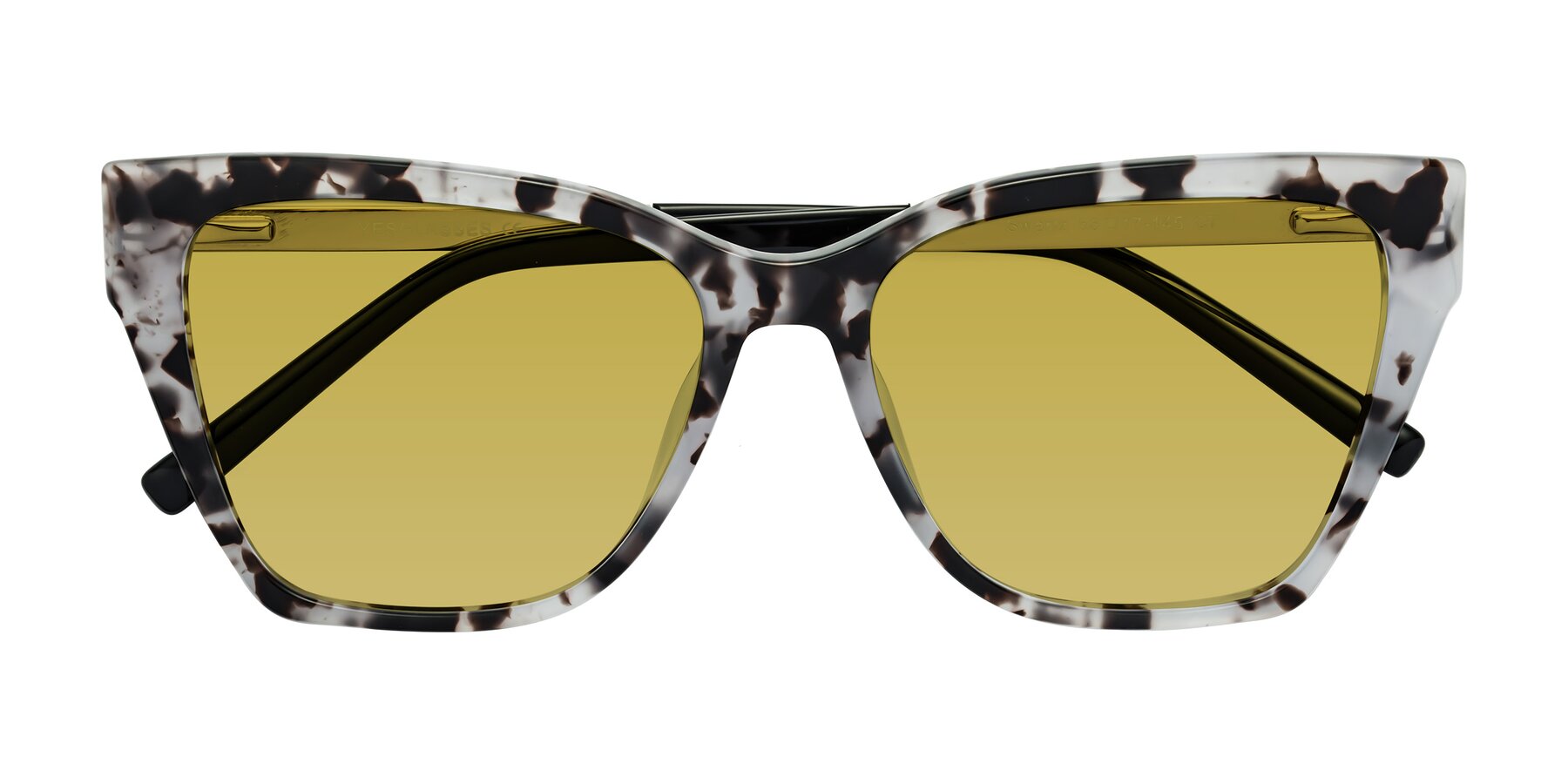 Folded Front of Swartz in White Tortoise with Champagne Tinted Lenses