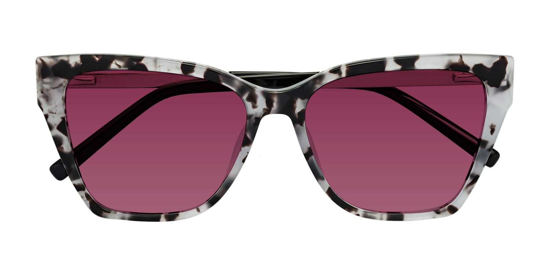 Folded Front of Swartz in White Tortoise with Wine Tinted Lenses