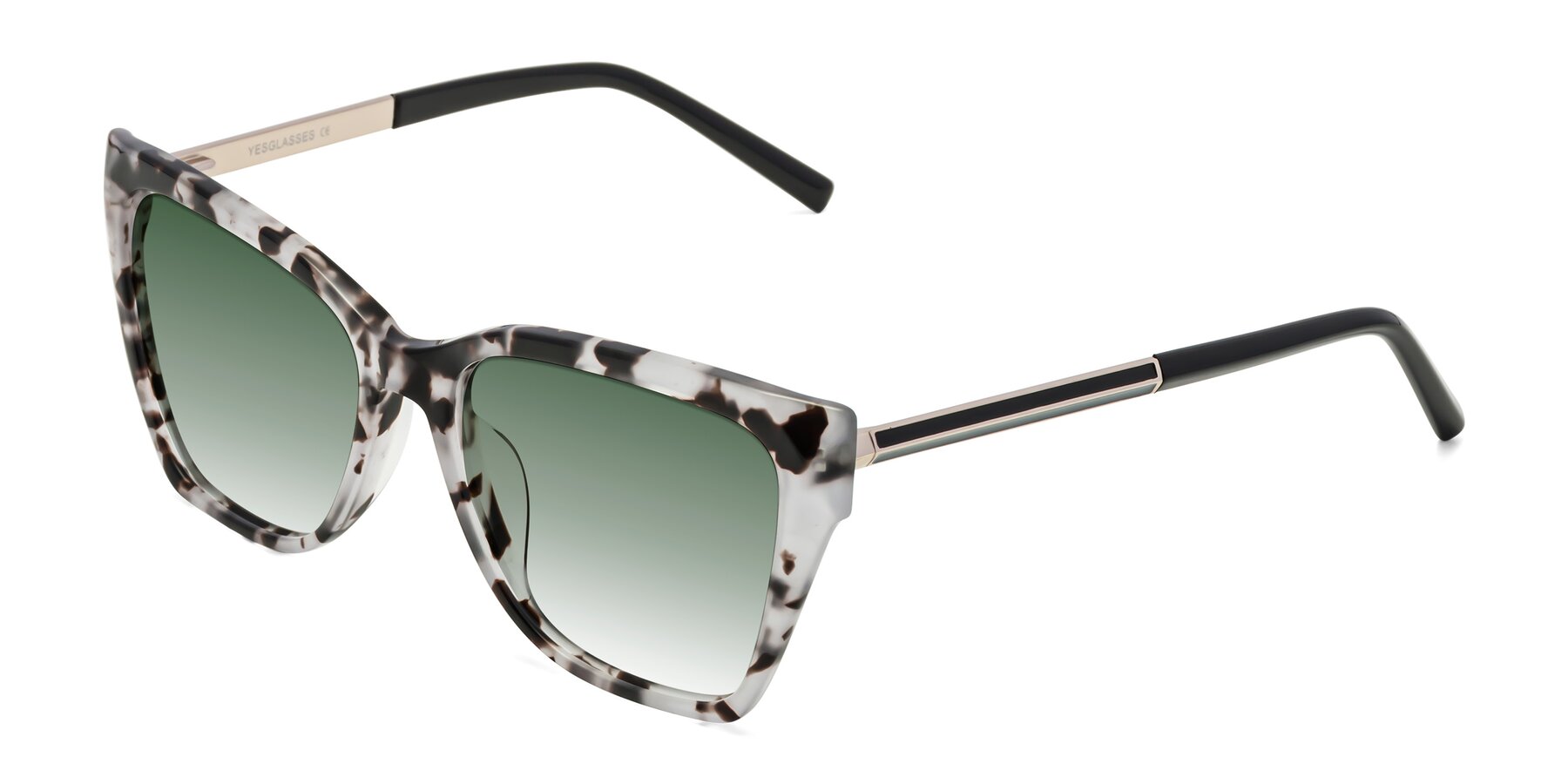 Angle of Swartz in White Tortoise with Green Gradient Lenses