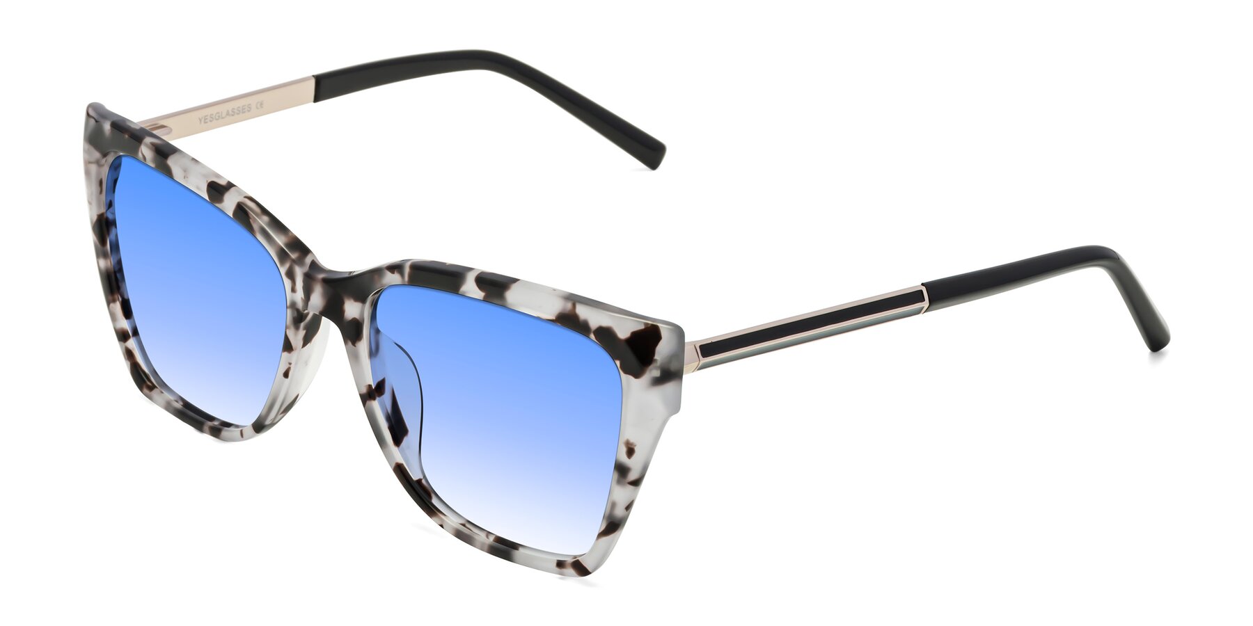 Angle of Swartz in White Tortoise with Blue Gradient Lenses
