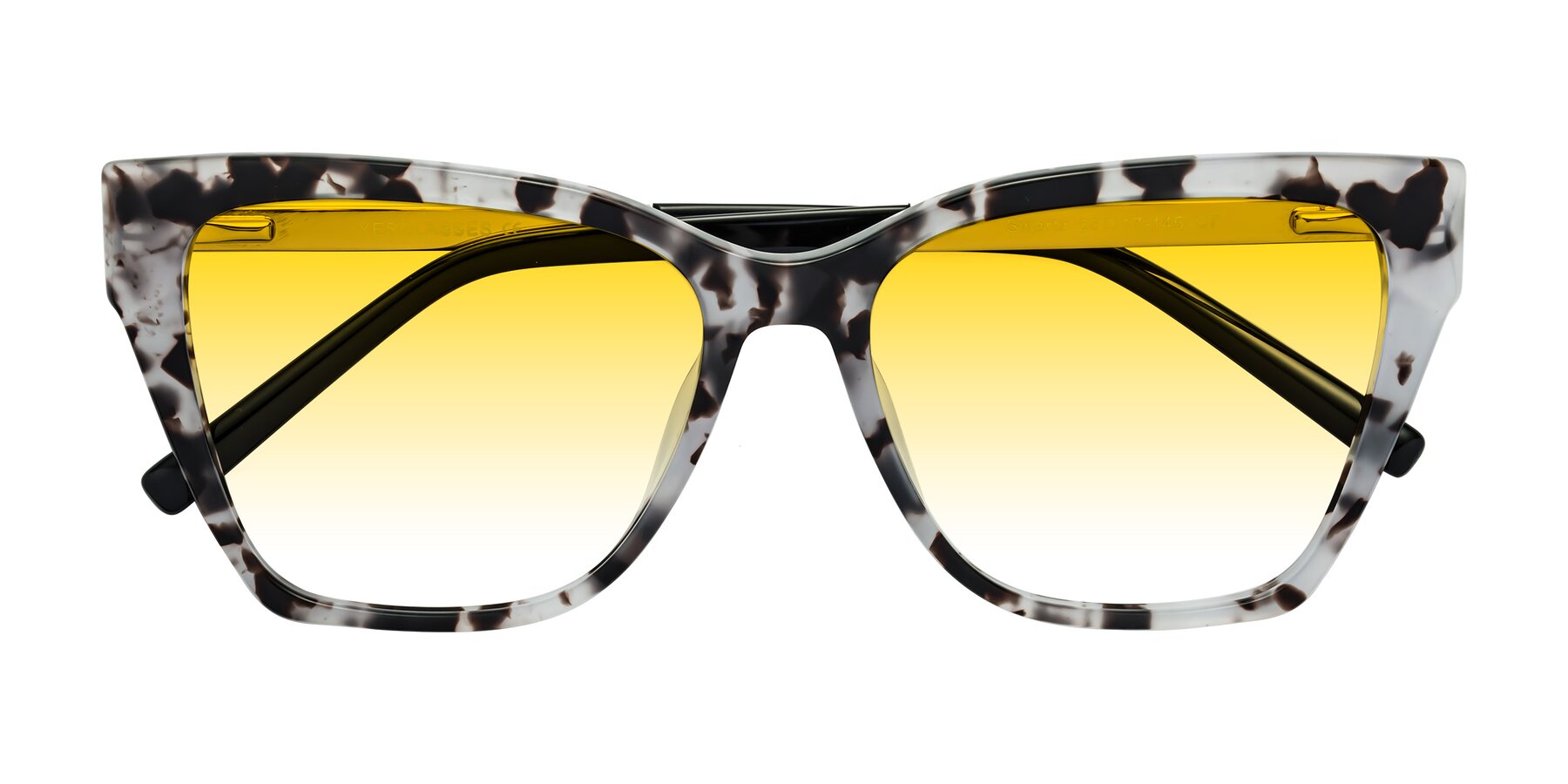 Folded Front of Swartz in White Tortoise with Yellow Gradient Lenses