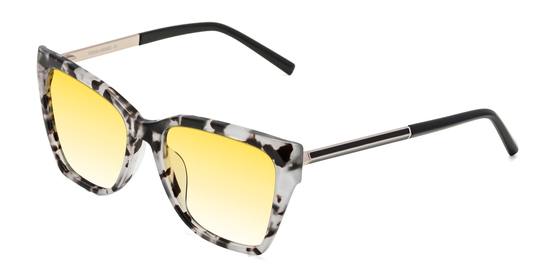 Angle of Swartz in White Tortoise with Yellow Gradient Lenses