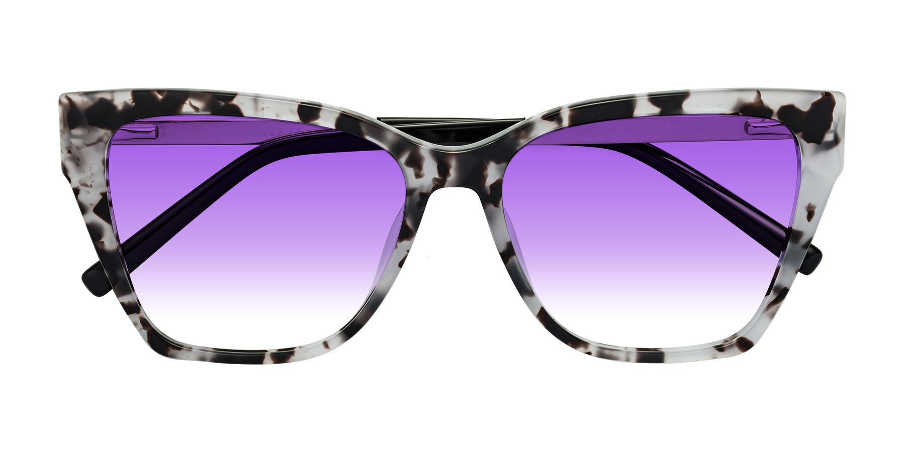 Folded Front of Swartz in White Tortoise with Purple Gradient Lenses