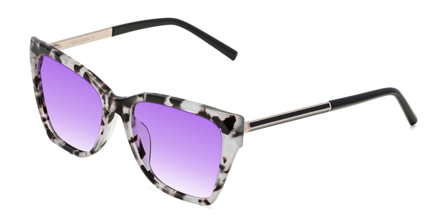 Angle of Swartz in White Tortoise with Purple Gradient Lenses