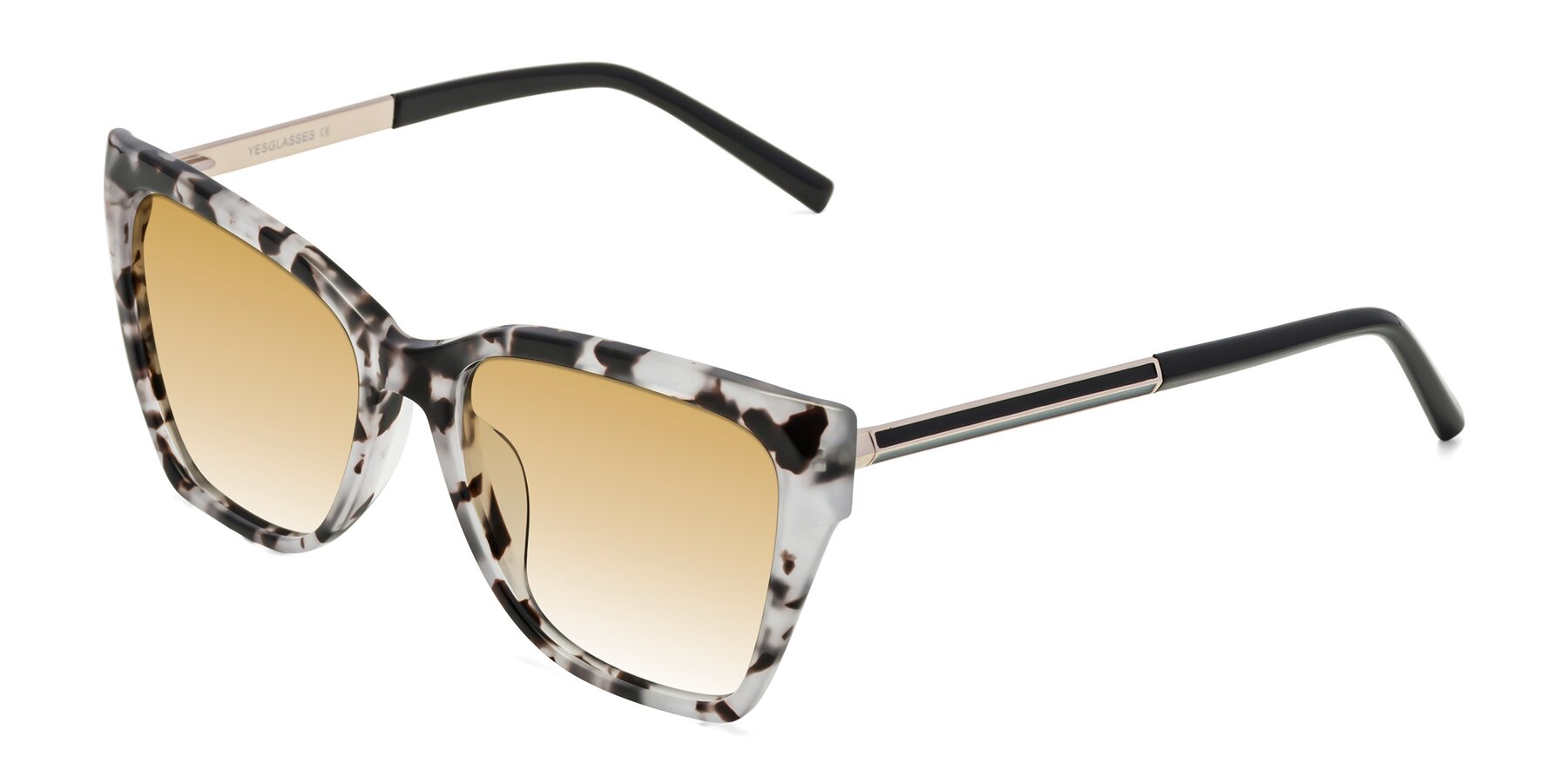 Angle of Swartz in White Tortoise with Champagne Gradient Lenses