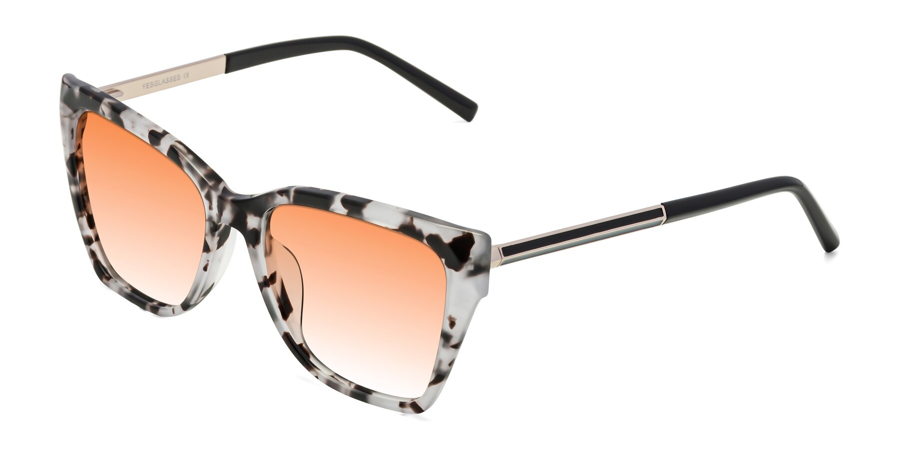 Angle of Swartz in White Tortoise with Orange Gradient Lenses