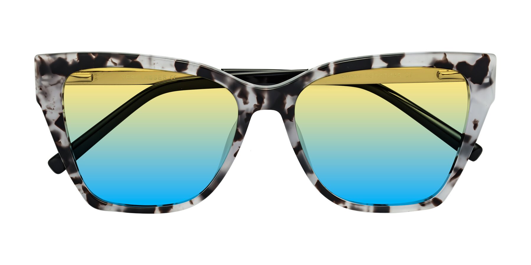 Folded Front of Swartz in White Tortoise with Yellow / Blue Gradient Lenses