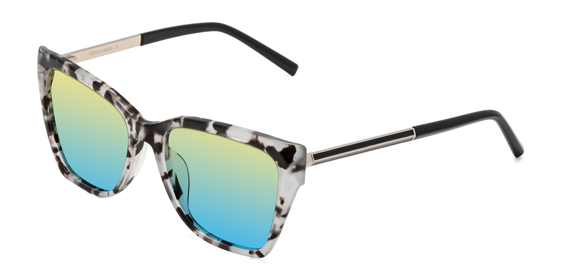 Angle of Swartz in White Tortoise with Yellow / Blue Gradient Lenses