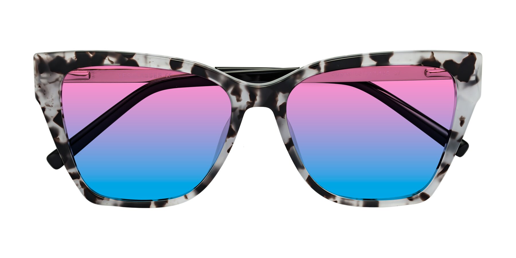 Folded Front of Swartz in White Tortoise with Pink / Blue Gradient Lenses