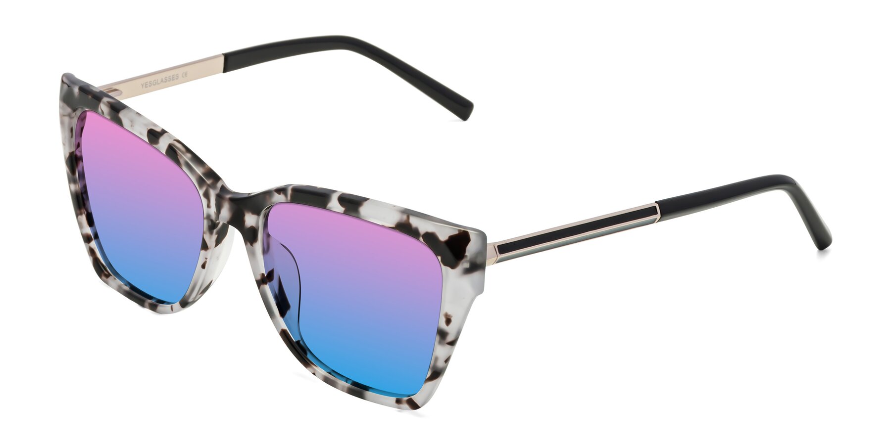 Angle of Swartz in White Tortoise with Pink / Blue Gradient Lenses