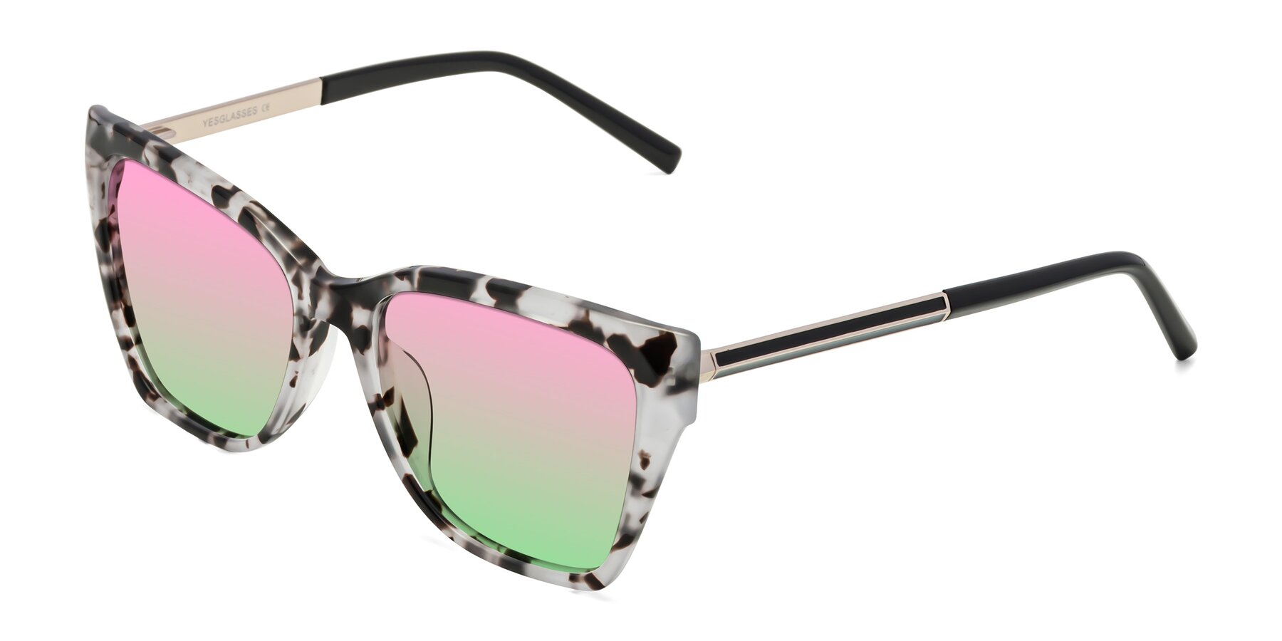 Angle of Swartz in White Tortoise with Pink / Green Gradient Lenses