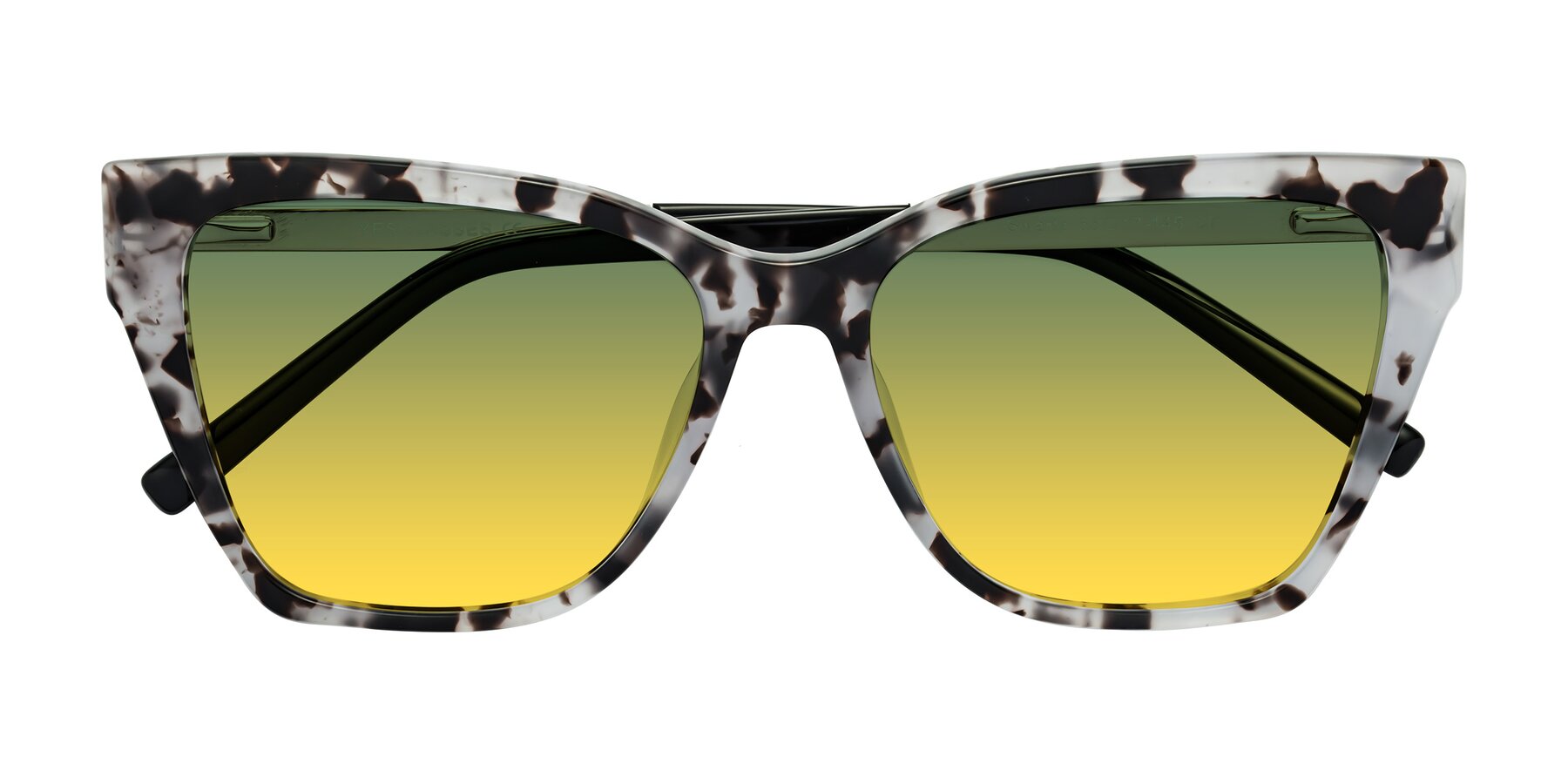Folded Front of Swartz in White Tortoise with Green / Yellow Gradient Lenses