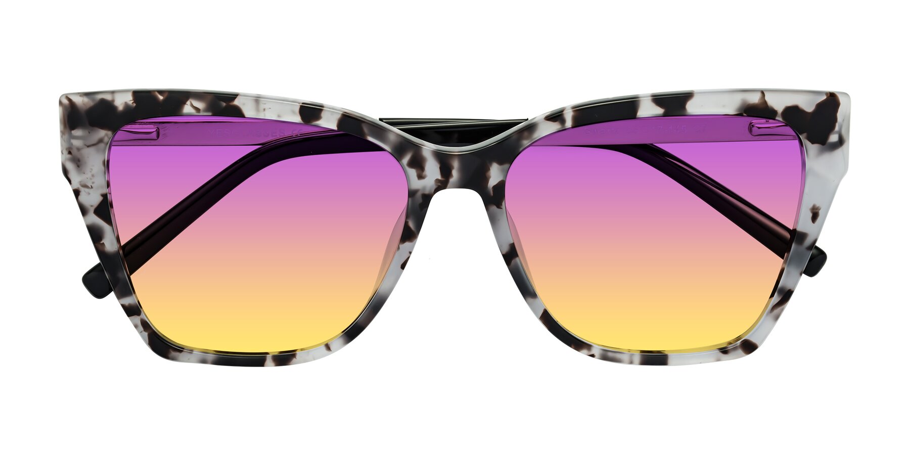 Folded Front of Swartz in White Tortoise with Purple / Yellow Gradient Lenses