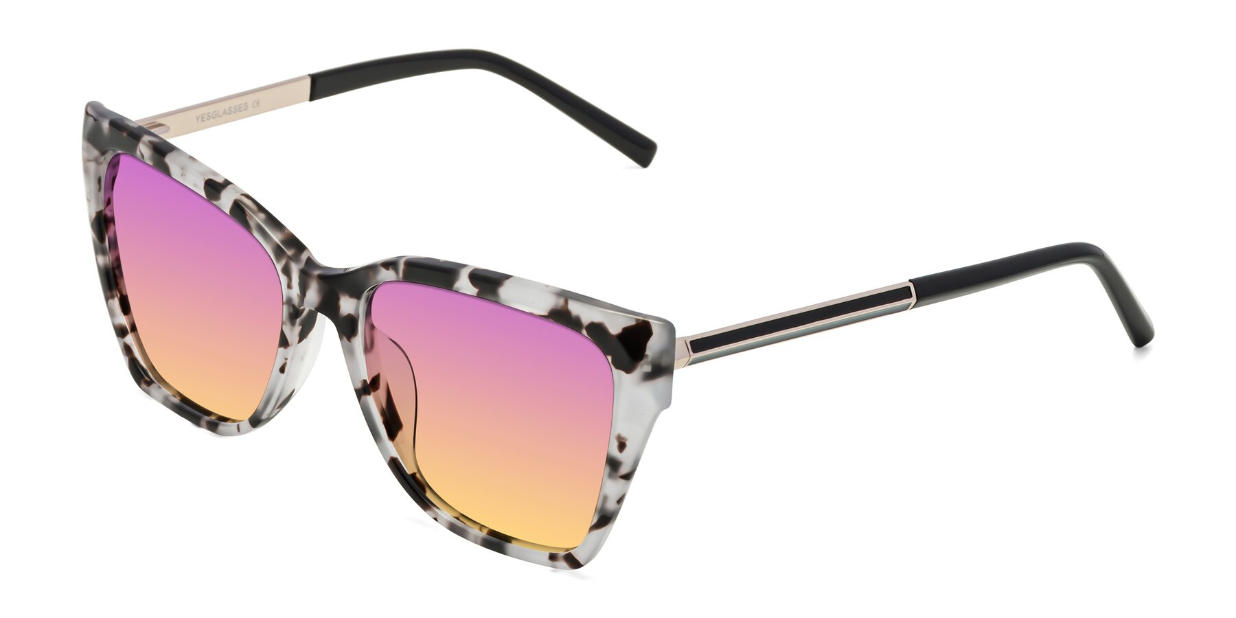 Angle of Swartz in White Tortoise with Purple / Yellow Gradient Lenses