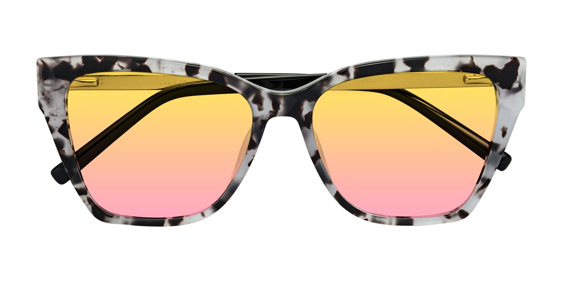 Folded Front of Swartz in White Tortoise with Yellow / Pink Gradient Lenses