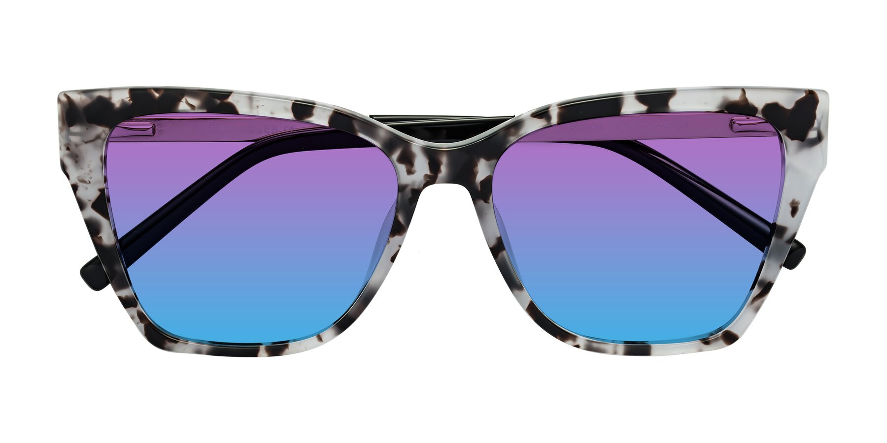 Folded Front of Swartz in White Tortoise with Purple / Blue Gradient Lenses